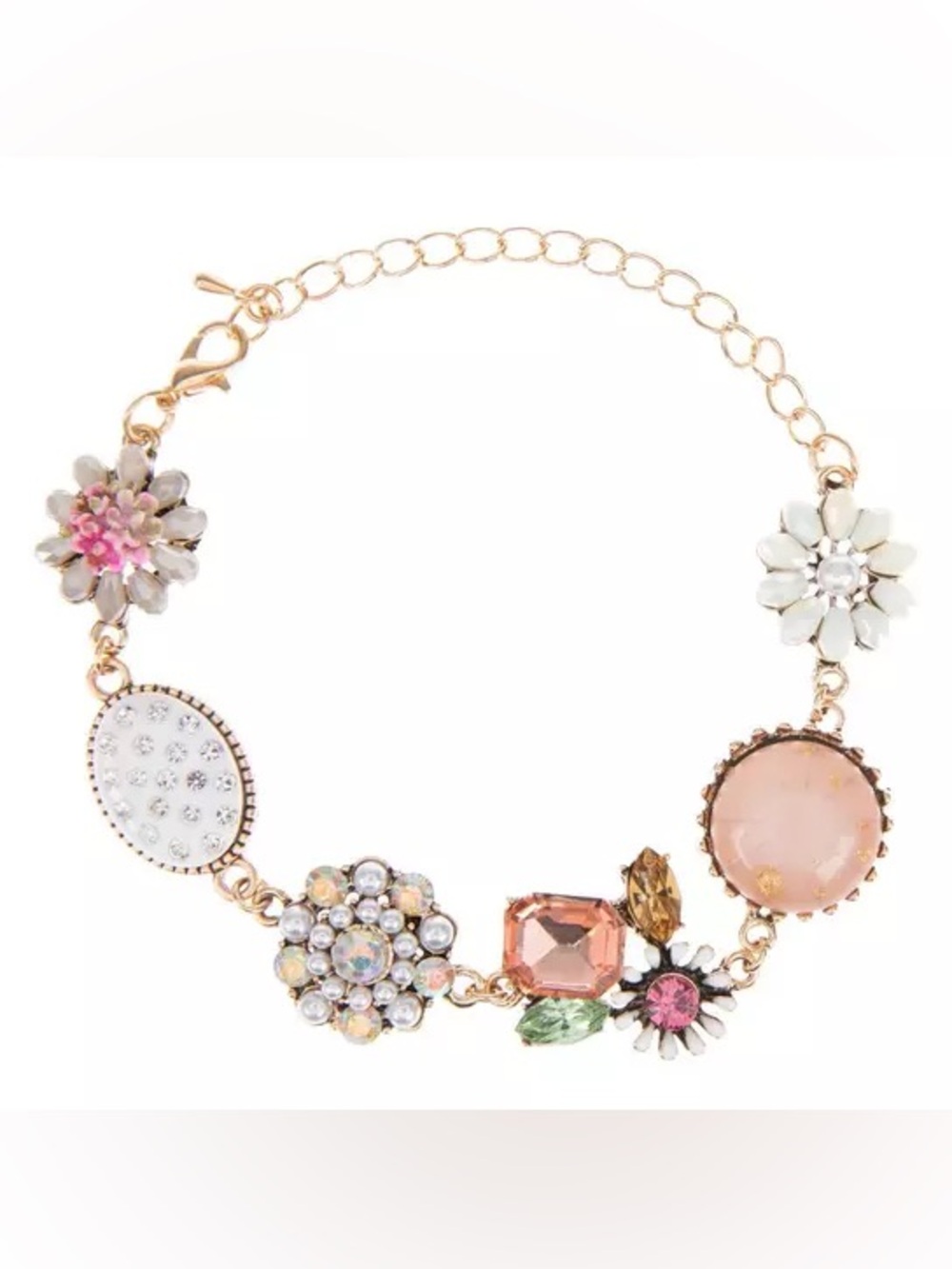 New Metal Gallery Pastel Flower Bracelet